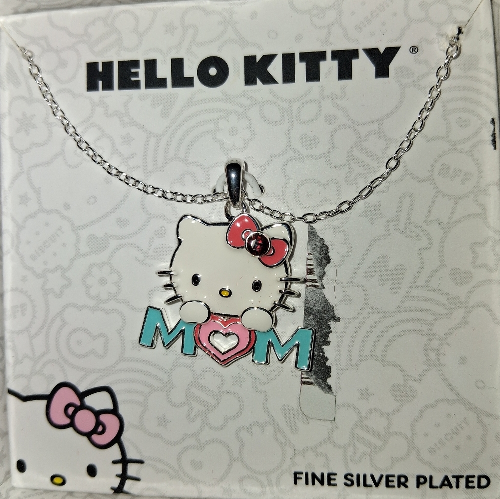 Hello Kitty Silver Plated Necklace with Pink and Blue Accents